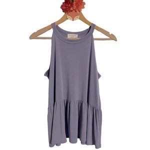 Lavender Field lavender halter neck dropped armhole peplum tank top size S